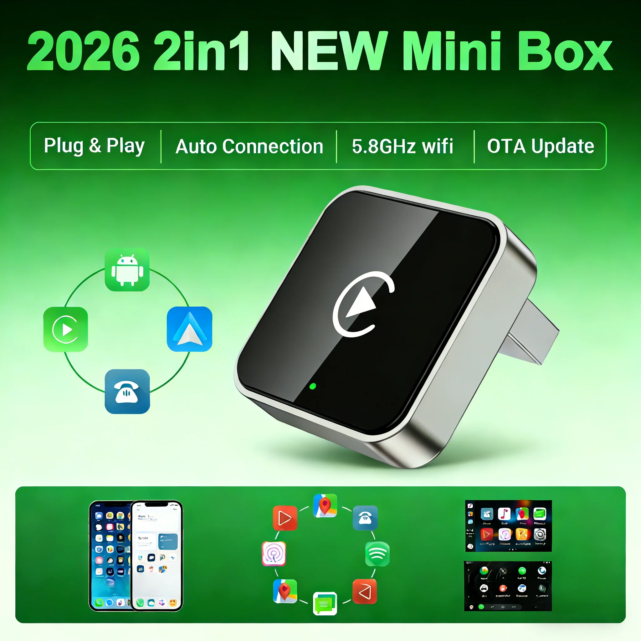 Fast-Connect 2-in-1 Wireless CarPlay Android Auto Dongle 2026 | For Factory Wired Cars, Fits Audi Toyota Ford Nissan Camry Kia M
Fast-Connect 2-in-1 Wireless CarPlay Android Auto Dongle 2026 | For Factory Wired Cars, Fits Audi Toyota Ford Nissan Camry Kia M