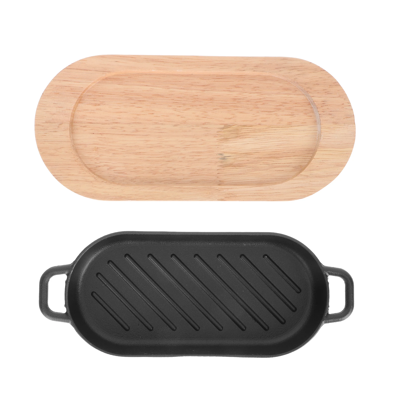 Cast Iron Grilling Pan 22x11cm Black Steak Plate Grilled Fish Barbecue Tray Roasting Pan Mini Set Wooden Board Home Party
Cast Iron Grilling Pan 22x11cm Black Steak Plate Grilled Fish Barbecue Tray Roasting Pan Mini Set Wooden Board Home Party