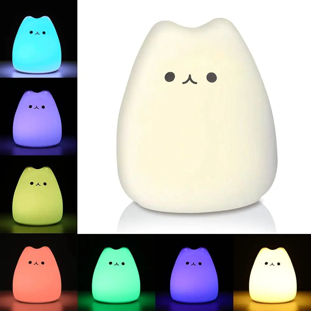 Litake LED Cat Night Light, Battery Powered Silicone Cute Cat Nursery Lights with Warm White and 7-Color Breathing Modes for Kid
Litake LED Cat Night Light, Battery Powered Silicone Cute Cat Nursery Lights with Warm White and 7-Color Breathing Modes for Kid