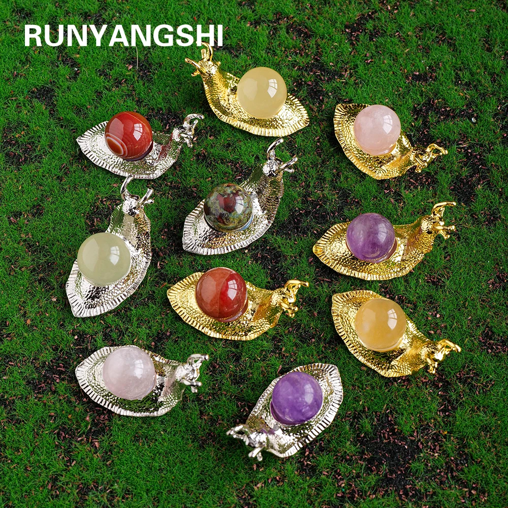 1PC Metal Snail Ornaments Natural Crystal Ball Amethyst Citrine Animal figurines Room Ornament Trinket Decor Gifts
1PC Metal Snail Ornaments Natural Crystal Ball Amethyst Citrine Animal figurines Room Ornament Trinket Decor Gifts