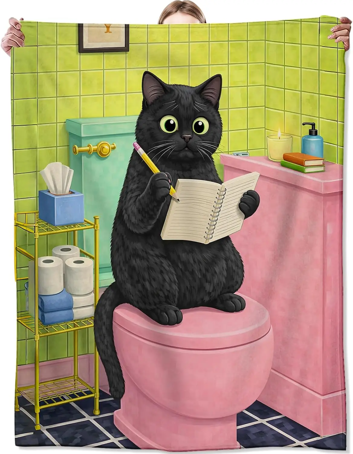 Cute Black Cat Studying Bathroom Funny Animal Design Throw Blanket Plush Cozy Gift for Cat Lovers Microfiber Decoration Home Dec
Cute Black Cat Studying Bathroom Funny Animal Design Throw Blanket Plush Cozy Gift for Cat Lovers Microfiber Decoration Home Dec