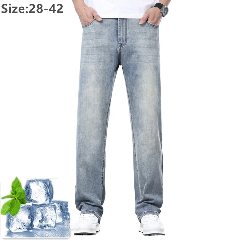 Summer Jeans Men Straight Thin Loose Classic Blue New Male Lightweight Denim Pants Plus Size 40 42 Breathable Stretched Trousers
Summer Jeans Men Straight Thin Loose Classic Blue New Male Lightweight Denim Pants Plus Size 40 42 Breathable Stretched Trousers