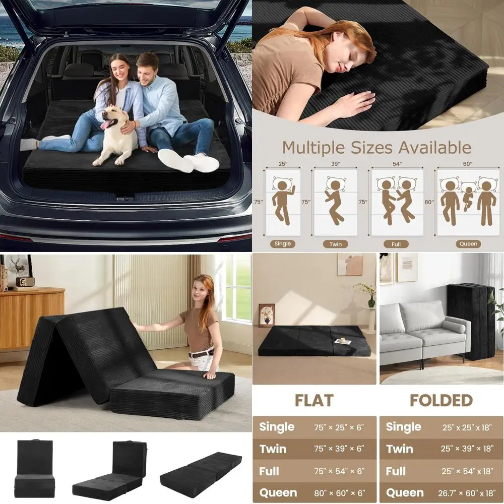 6-Inch Tri-Fold Mattress Single Size - Foldable Futon Sofa Bed with Removable Washable Cover, Folding Memory Foam Futon Mattress
6-Inch Tri-Fold Mattress Single Size - Foldable Futon Sofa Bed with Removable Washable Cover, Folding Memory Foam Futon Mattress