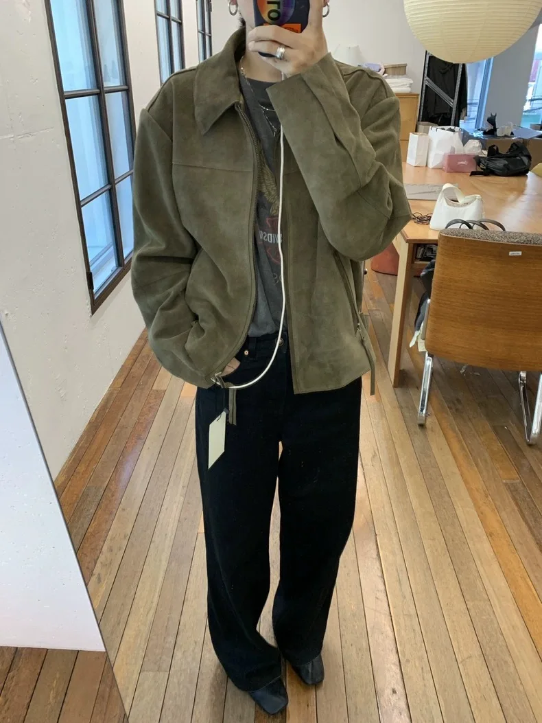 Retro Sle Loose Fit Zipper Suede Jaet Women's Outerwear Autumn 2025 Faion Ele Korean Dongdaemun New Arrival
Retro Sle Loose Fit Zipper Suede Jaet Women's Outerwear Autumn 2025 Faion Ele Korean Dongdaemun New Arrival