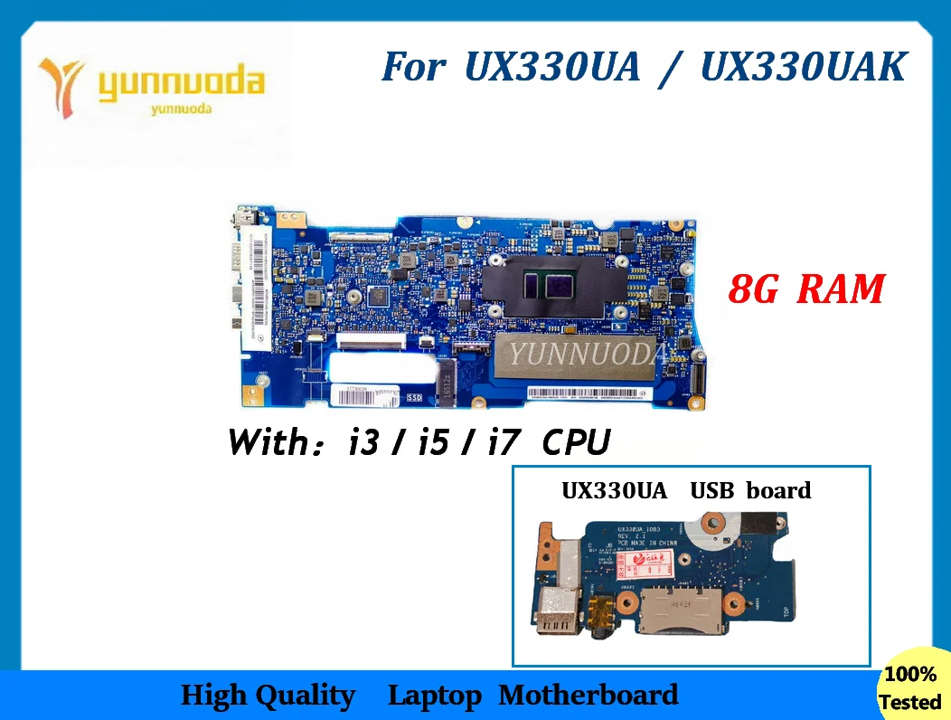 UX330UA For ASUS UX330UAR UX330U U330UA UX330UA UX330UAK U3000U Laptop Motherboard with i5 i7CPU 8GB RAM USB boardTested good
UX330UA For ASUS UX330UAR UX330U U330UA UX330UA UX330UAK U3000U Laptop Motherboard with i5 i7CPU 8GB RAM USB boardTested good