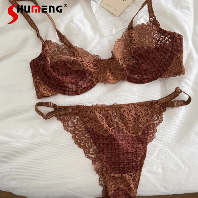 French Plaid Embroidery Mesh Lingerie Outfits Women Pure Desire Push Up Bra Set Female Large Bust Underwear Intimates Suits
French Plaid Embroidery Mesh Lingerie Outfits Women Pure Desire Push Up Bra Set Female Large Bust Underwear Intimates Suits