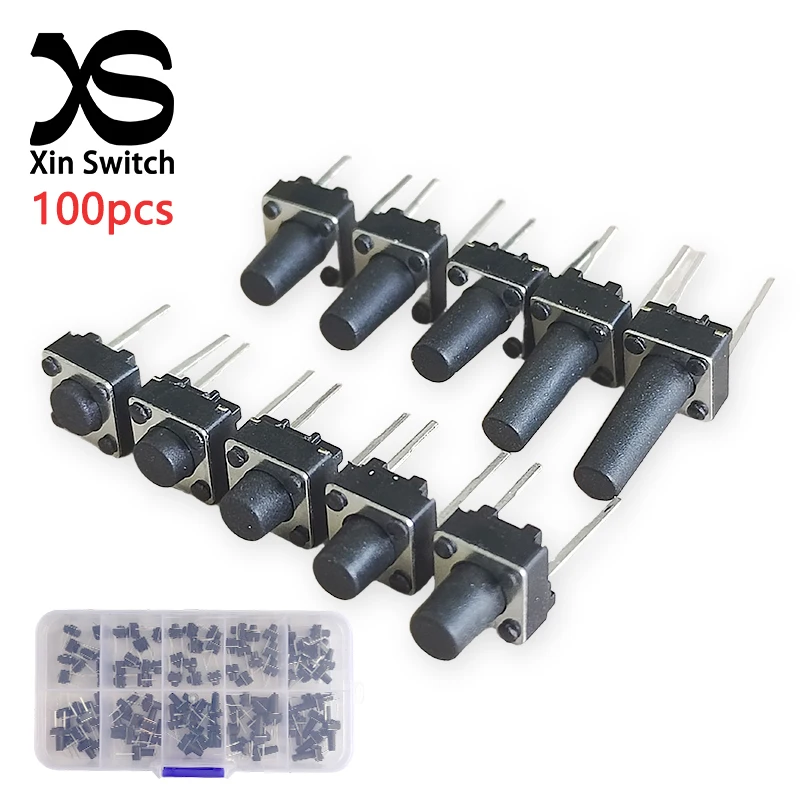 100 шт. в штучной упаковке 6x6 (средний 2-контактный) тактильный переключатель 6*6*4,3/5/6/7/8/9/10/11/12/13 мм, 10 высот, каждый с 10 шт. микропереключателем DC12V 50 мА
100 шт. в штучной упаковке 6x6 (средний 2-контактный) тактильный переключатель 6*6*4,3/5/6/7/8/9/10/11/12/13 мм, 10 высот, каждый с 10 шт. микропереключателем DC12V 50 мА