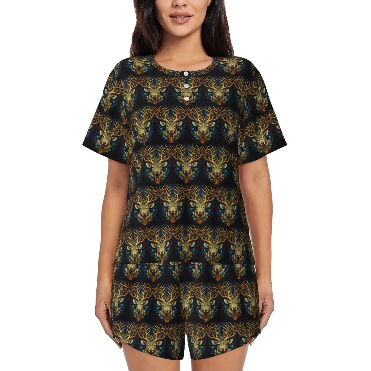 Tree And Life In Norse Deer Round Neck Short Sleeve Nightgowns for Sleeping Sleepshirts Women Loose Pajama Set Short Pants
Tree And Life In Norse Deer Round Neck Short Sleeve Nightgowns for Sleeping Sleepshirts Women Loose Pajama Set Short Pants