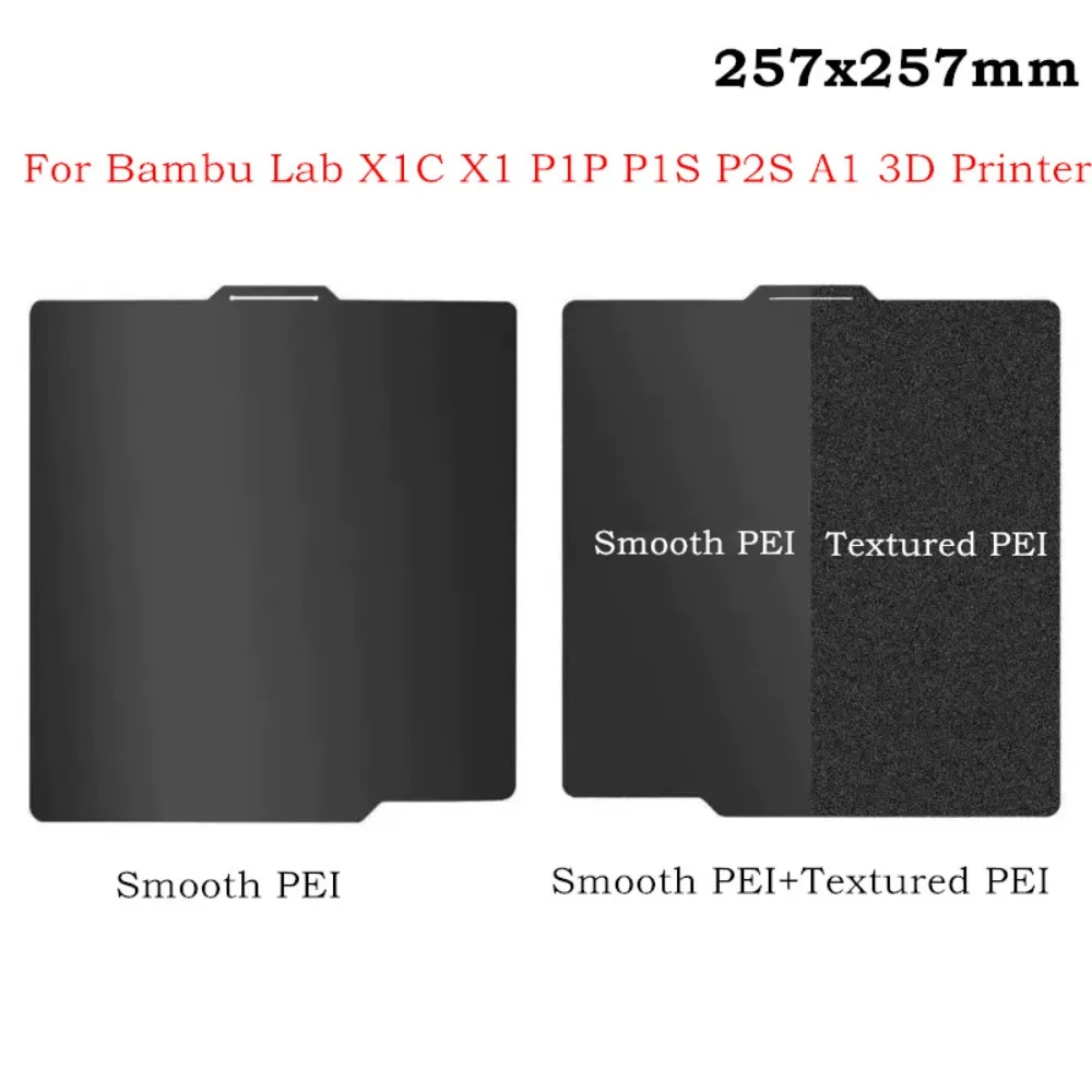 P1S P2S A1 Black Smooth PEI Build Plate for Bambu Lab X2D/X1C/X1/P1P 3D Printer Flexible Removal Spring Steel Plate 257x257mm
P1S P2S A1 Black Smooth PEI Build Plate for Bambu Lab X2D/X1C/X1/P1P 3D Printer Flexible Removal Spring Steel Plate 257x257mm