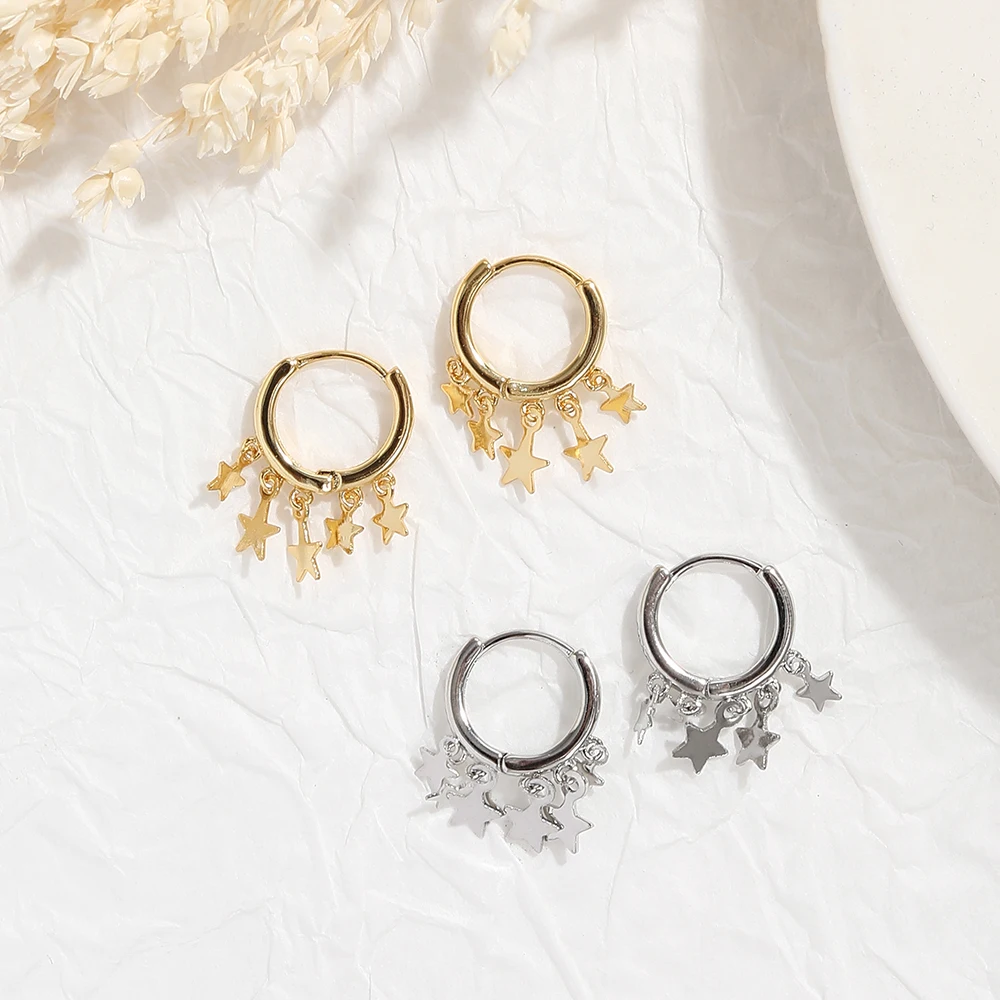BenS Star Tassel small hoop Earrings 18k gold plated Glossy drop earrings for women New pretty huggies earrings wholesale E30
BenS Star Tassel small hoop Earrings 18k gold plated Glossy drop earrings for women New pretty huggies earrings wholesale E30