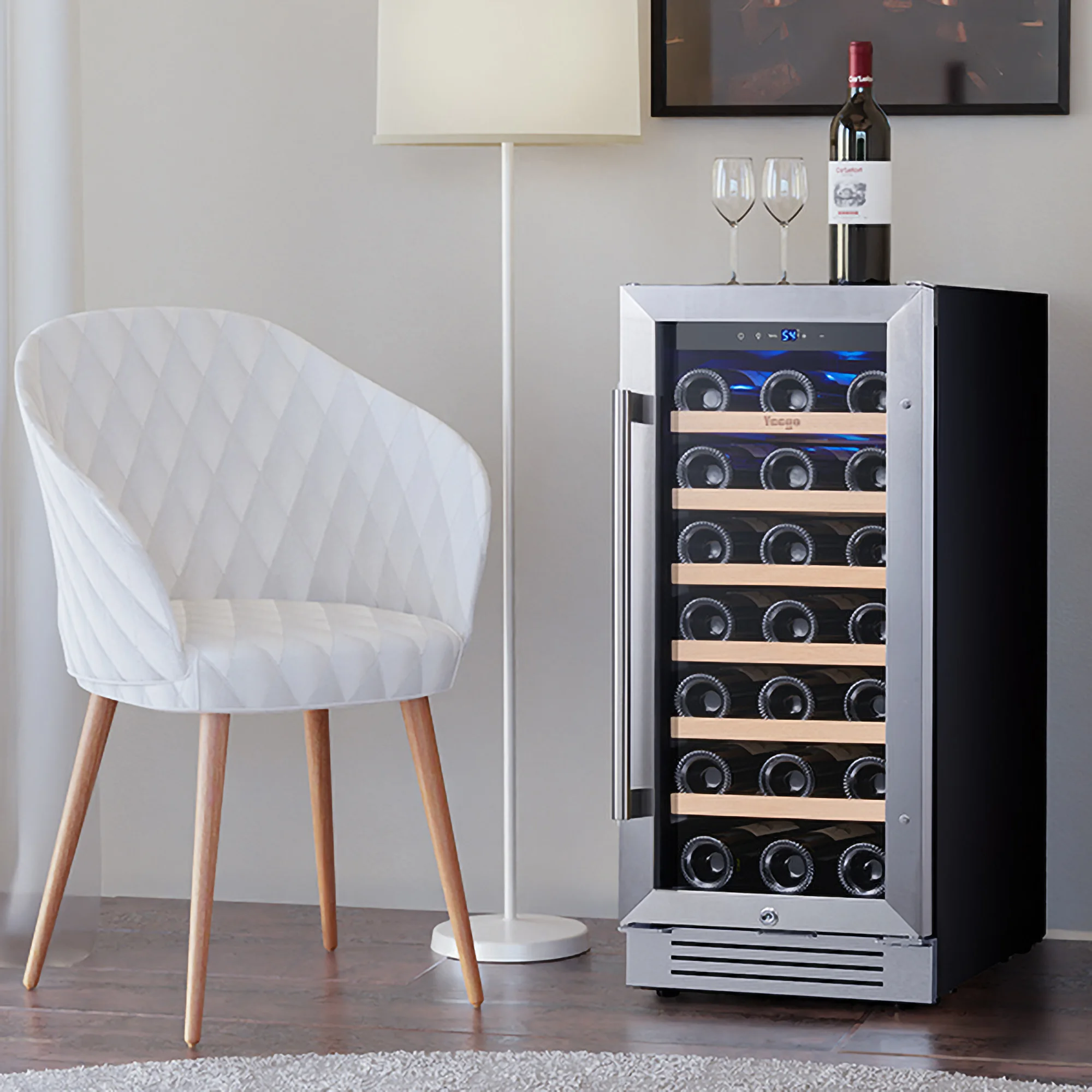 YEEGO 85L Компрессор для вина с 33 бутылками — 5–18 ° С/41-65 ° F Precision, дверь из нержавеющей стали, полки из бука, дом/кухня/бар
YEEGO 85L Компрессор для вина с 33 бутылками — 5–18 ° С/41-65 ° F Precision, дверь из нержавеющей стали, полки из бука, дом/кухня/бар