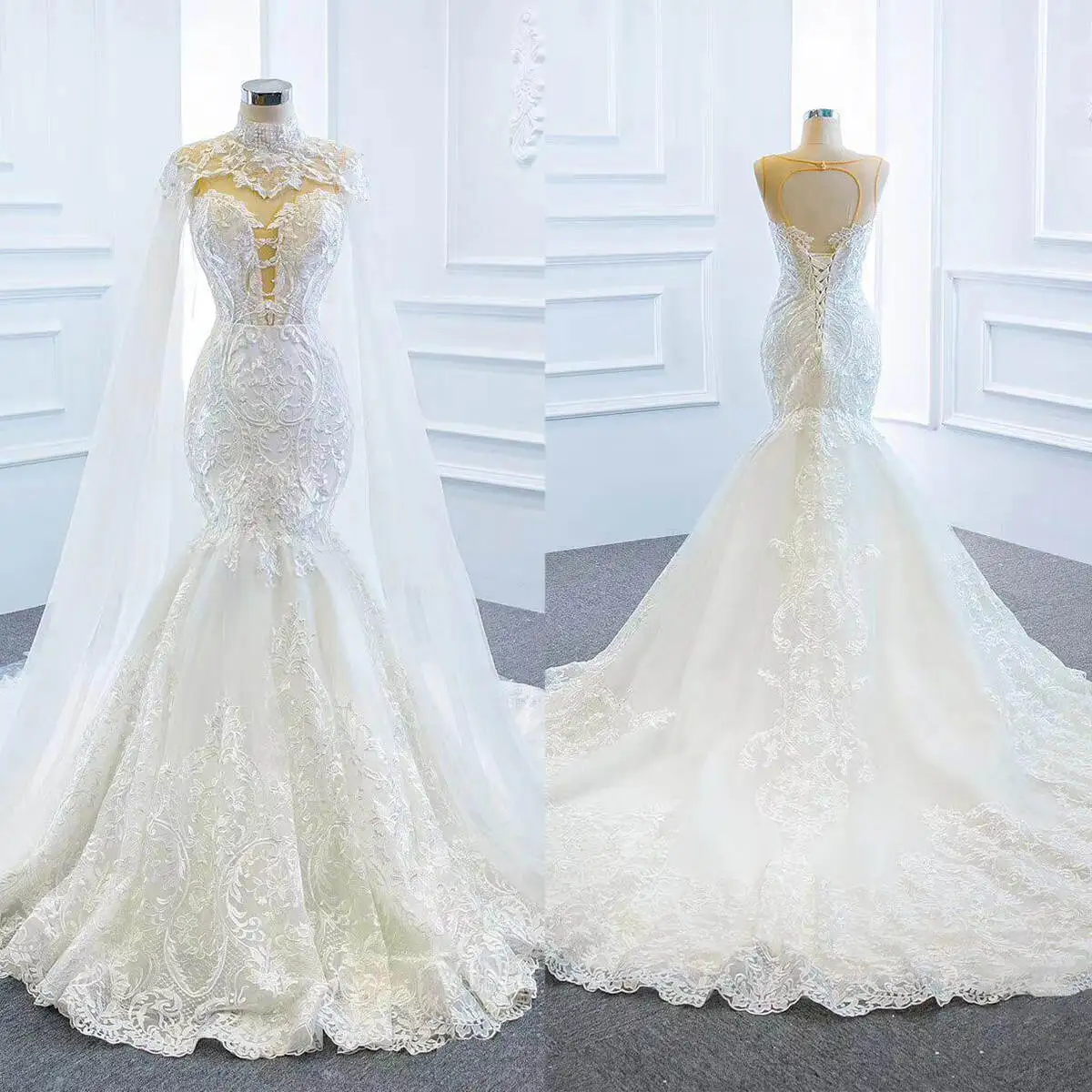 Popular Mermaid Gown Wedding Dresses Two Piece Set Pattern Lace Bridal Gowns Big Size Vestidos De Novia Custom Size Colour
Popular Mermaid Gown Wedding Dresses Two Piece Set Pattern Lace Bridal Gowns Big Size Vestidos De Novia Custom Size Colour
