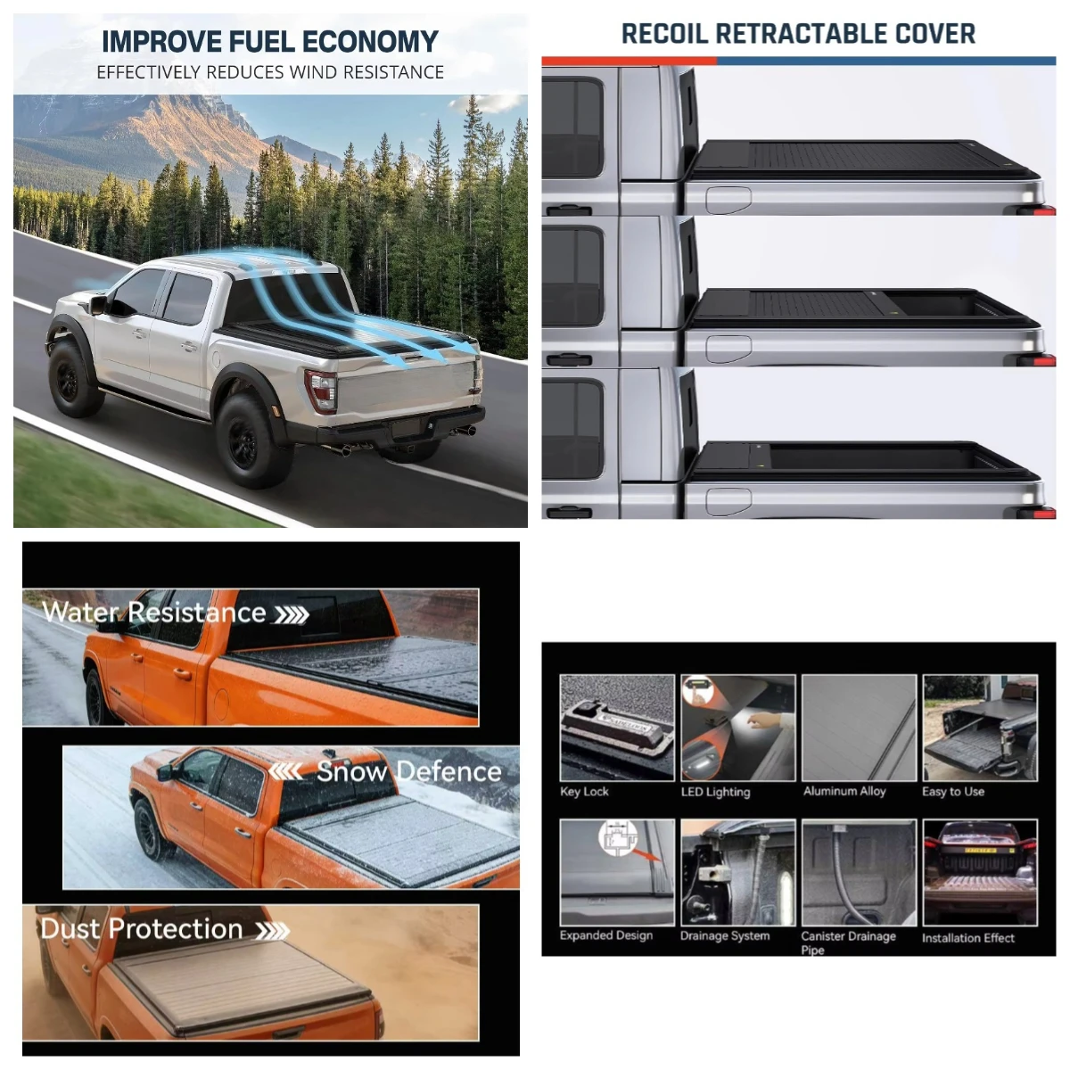 Heavy Duty Aluminum Alloy Waterproof Roll-Up Locking Retractable Tonneau Cover For Frontier 2015+ Pickup Truck
Heavy Duty Aluminum Alloy Waterproof Roll-Up Locking Retractable Tonneau Cover For Frontier 2015+ Pickup Truck
