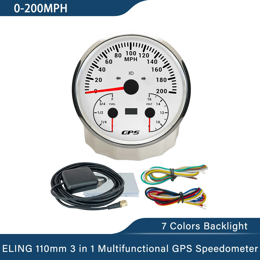ELING 110mm 3in1 Multifunction GPS Speedometer 120MPH 0-200kmh with Fuel Level Voltmeter 7 Colors Backlight for Car Motorcycle
ELING 110mm 3in1 Multifunction GPS Speedometer 120MPH 0-200kmh with Fuel Level Voltmeter 7 Colors Backlight for Car Motorcycle