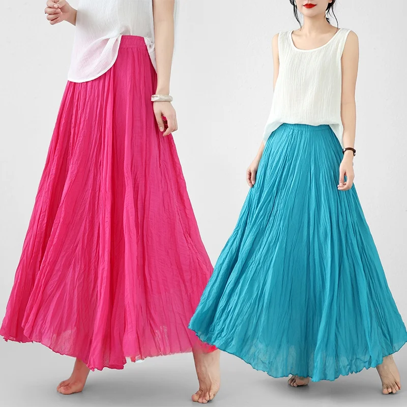Elegant Mid-Length Cotton Linen Skirt Women's Maxi Skirt Summer 2026 Commute Artistic Style Loose Fit Elastic Waist
Elegant Mid-Length Cotton Linen Skirt Women's Maxi Skirt Summer 2026 Commute Artistic Style Loose Fit Elastic Waist
