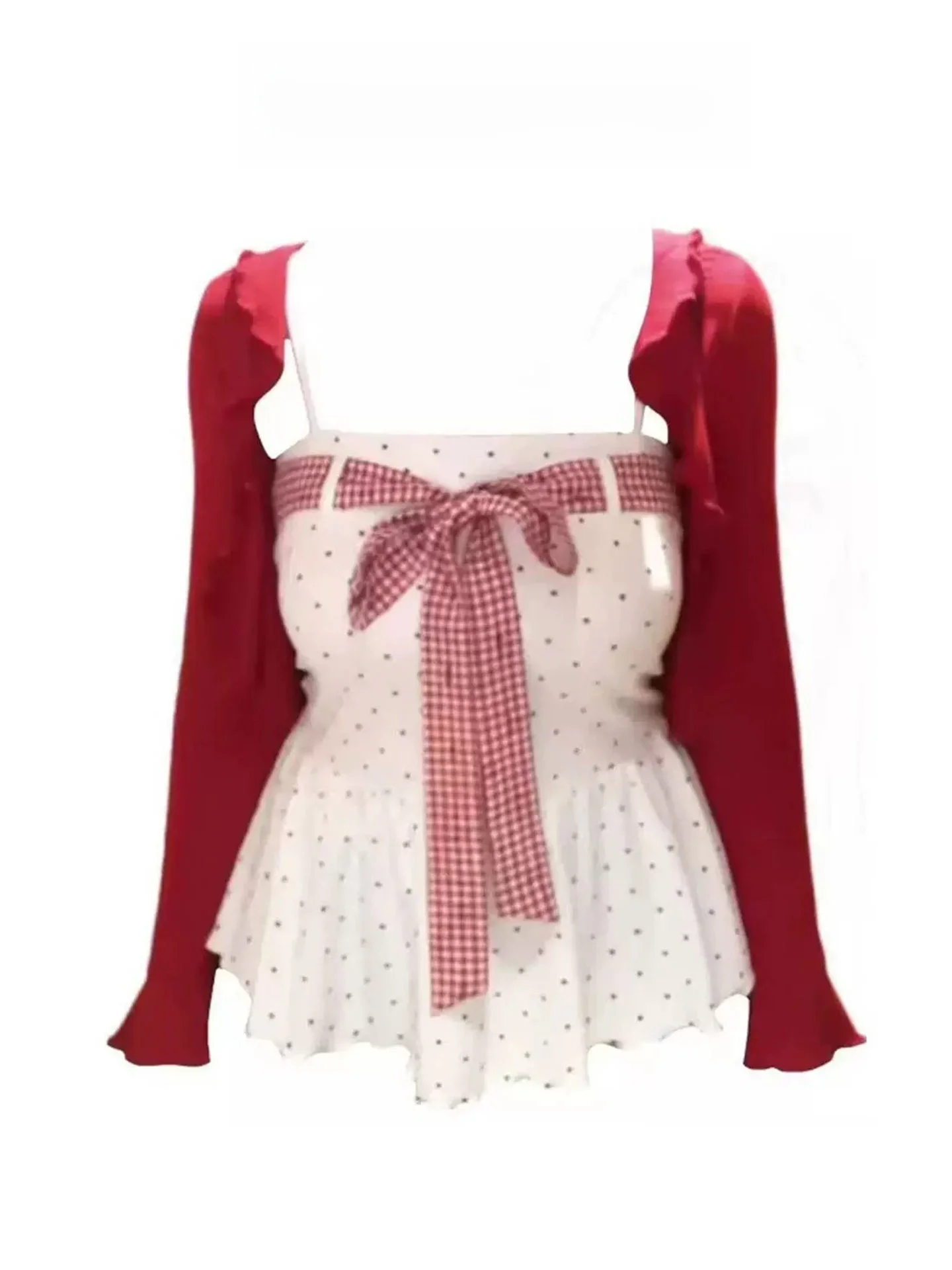 Sweet And Spicy Polka Dot Strap Vest Women's Sleeveless Top Inner Wear Sun Protection Cardigan Two-Piece Set Spring Summer
Sweet And Spicy Polka Dot Strap Vest Women's Sleeveless Top Inner Wear Sun Protection Cardigan Two-Piece Set Spring Summer