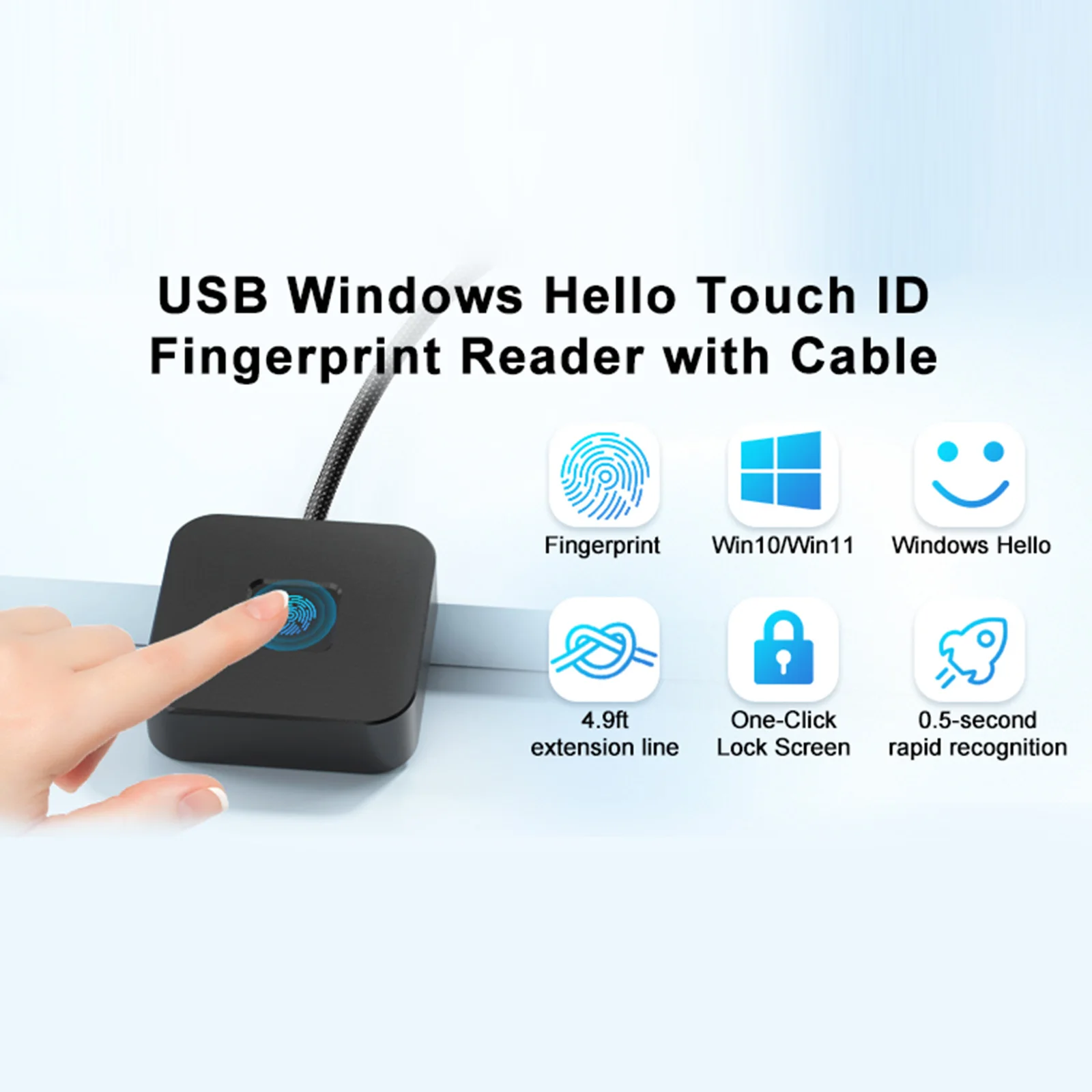 Портативный USB-сканер отпечатков пальцев Windows Hello Touch ID для ноутбуков и ПК (совместим с Windows 11/10)
Портативный USB-сканер отпечатков пальцев Windows Hello Touch ID для ноутбуков и ПК (совместим с Windows 11/10)