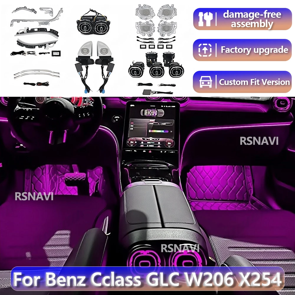 RGB color streamer For Benz W206 X254 GLC C-class 2021+ 64 Color Ambient light Air Vents Door Handles Lamp Interior 4D Rotating
RGB color streamer For Benz W206 X254 GLC C-class 2021+ 64 Color Ambient light Air Vents Door Handles Lamp Interior 4D Rotating