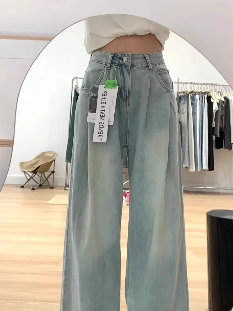 High Waist Wide Leg Denim Jeans Women's Summer Thin Ice Silk Floor-Length Pants Slimming Effect Folded Design
High Waist Wide Leg Denim Jeans Women's Summer Thin Ice Silk Floor-Length Pants Slimming Effect Folded Design