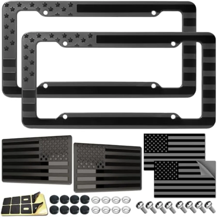 American Flag License Plate Frames - 2 Pack Black Patriotic USA Car Tag Frame, Raised 3D Stars and Stripes Plastic Holder with
American Flag License Plate Frames - 2 Pack Black Patriotic USA Car Tag Frame, Raised 3D Stars and Stripes Plastic Holder with
