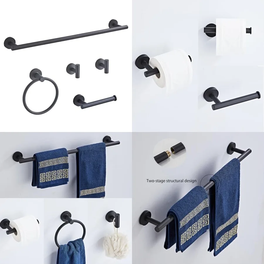 Bathroom Hardware Set 5 Pcs with Towel Racks for Bathroom, SUS304 Stainless Steel Bath Towel Bar Set, 24 Inch Wall Mounted Acce
Bathroom Hardware Set 5 Pcs with Towel Racks for Bathroom, SUS304 Stainless Steel Bath Towel Bar Set, 24 Inch Wall Mounted Acce