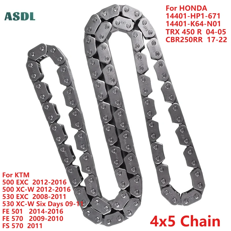 4x5 Chain 114L Motorcycle Crankshaft Cam Timing Chain Silent Chain for HONDA TRX 450 R 2004-05 CBR250RR 2017-2022 14401-K64-N01
4x5 Chain 114L Motorcycle Crankshaft Cam Timing Chain Silent Chain for HONDA TRX 450 R 2004-05 CBR250RR 2017-2022 14401-K64-N01