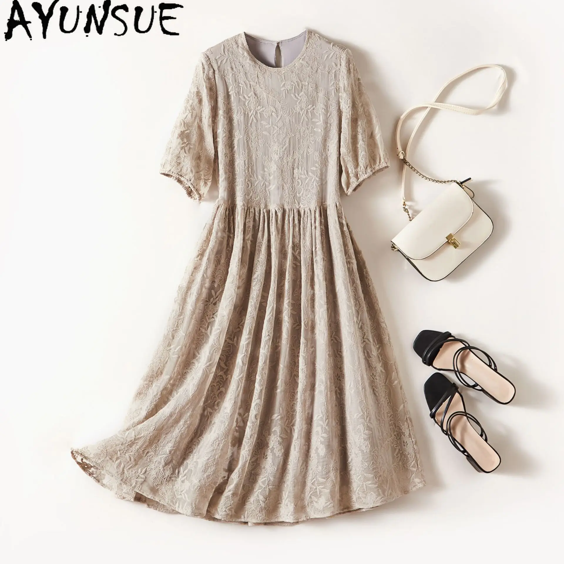 AYUNSUE 100% Mulberry Silk Embroidery Dresses Woman Clothing Loose Solid Summer Dress Woman 2025 Elegant Dress Vestidos De Mujer
AYUNSUE 100% Mulberry Silk Embroidery Dresses Woman Clothing Loose Solid Summer Dress Woman 2025 Elegant Dress Vestidos De Mujer