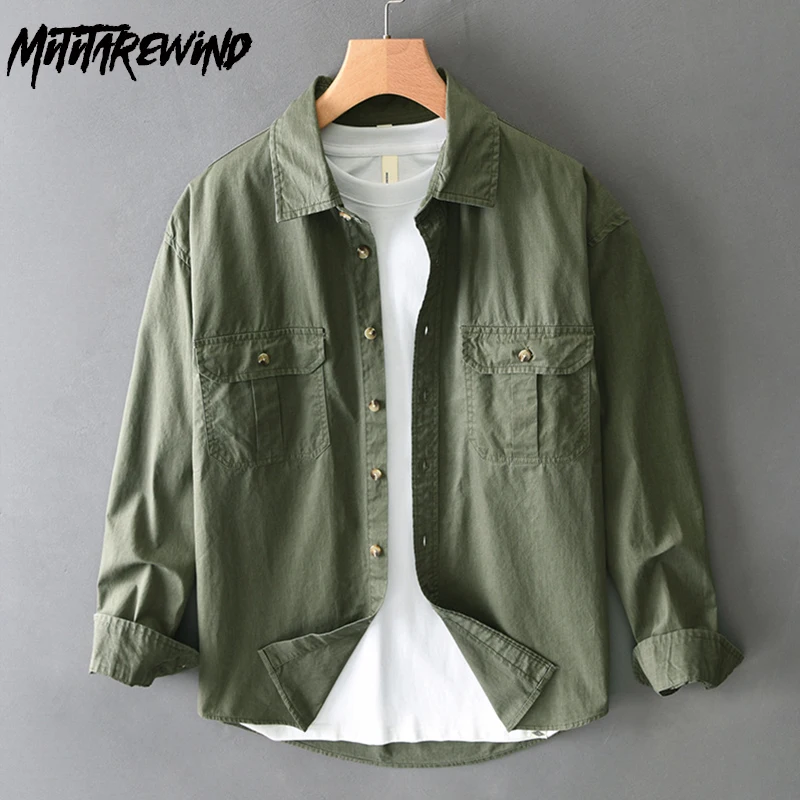 Японские винтажные рубашки-карго с длинным рукавом, мужские весенне-осенние новые рубашки из чистого хлопка, повседневная мужская куртка, рабочая одежда, топ с двойным карманом
Японские винтажные рубашки-карго с длинным рукавом, мужские весенне-осенние новые рубашки из чистого хлопка, повседневная мужская куртка, рабочая одежда, топ с двойным карманом