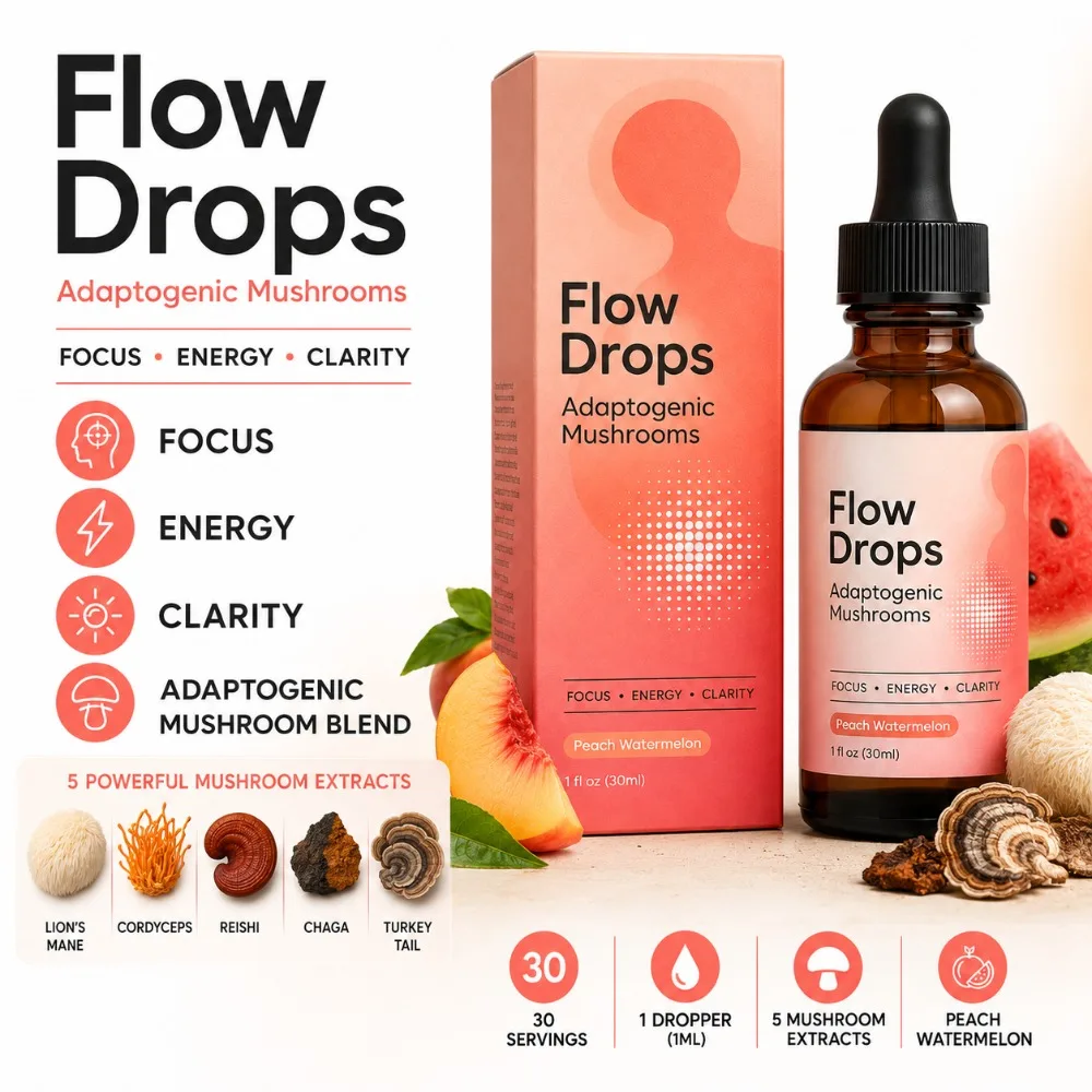 Mushroom Supplement Drops 30ml, Lion's Mane Cordyceps Reishi Chaga Turkey Tail, Energy & Focus Support, Peach Watermelon, Adults
Mushroom Supplement Drops 30ml, Lion's Mane Cordyceps Reishi Chaga Turkey Tail, Energy & Focus Support, Peach Watermelon, Adults