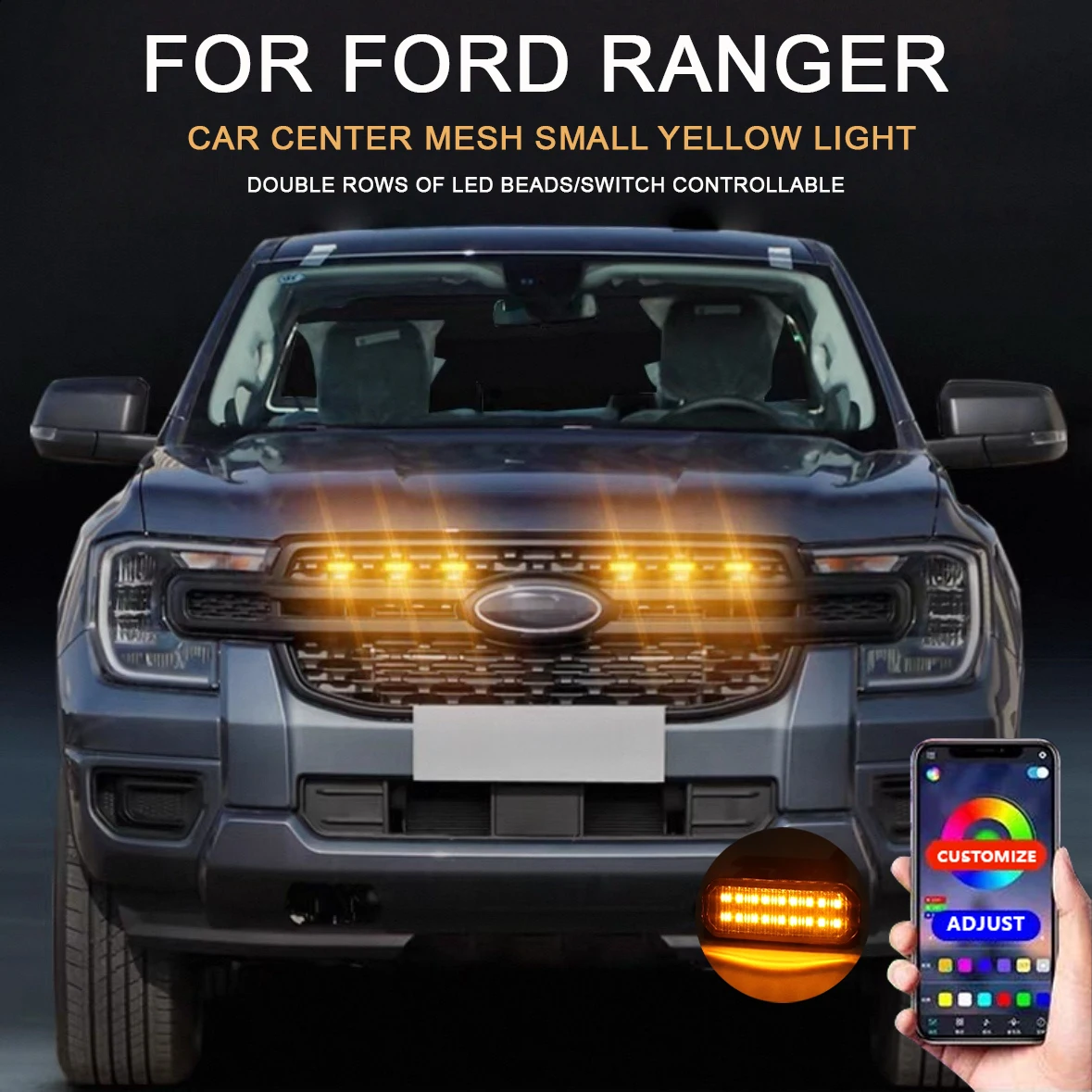 LED Car Lights Front LED Grille Lights With Harness Eagle Eye Lamp For FORD RANGER center mesh small yellow light Accessories
LED Car Lights Front LED Grille Lights With Harness Eagle Eye Lamp For FORD RANGER center mesh small yellow light Accessories