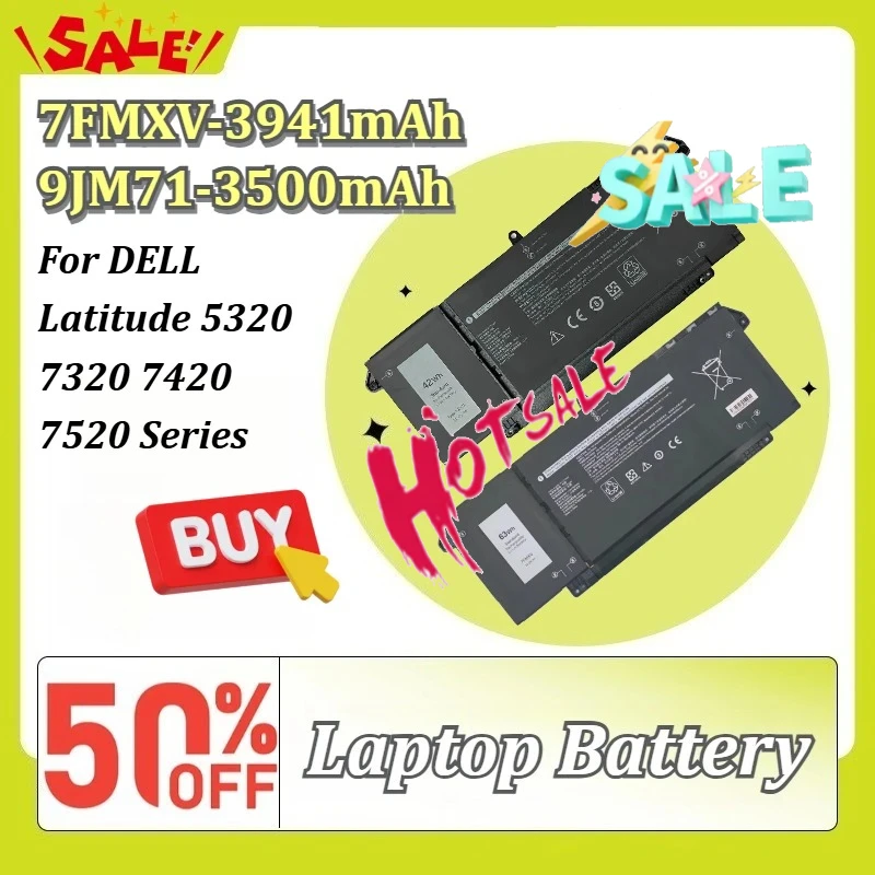 New 7FMXV/9JM71 15.2/11.4V 63/42Wh 3941/3500mAh Li-ion Replacement Laptop Battery for DELL Latitude 5320 7320 7420 7520 Series
New 7FMXV/9JM71 15.2/11.4V 63/42Wh 3941/3500mAh Li-ion Replacement Laptop Battery for DELL Latitude 5320 7320 7420 7520 Series