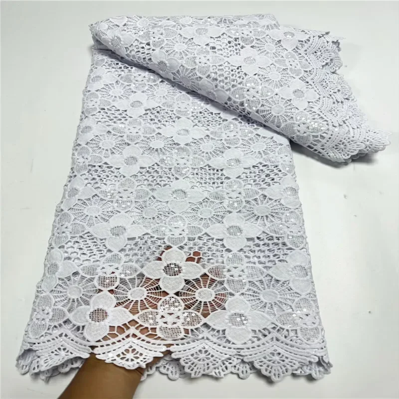 5 ярдов чистого белого цвета, хит продаж, французское кружево с блестками, африканский тюль, шнур, сетка, вышитая ткань для свадебной вечеринки 9L672902 
5 ярдов чистого белого цвета, хит продаж, французское кружево с блестками, африканский тюль, шнур, сетка, вышитая ткань для свадебной вечеринки 9L672902