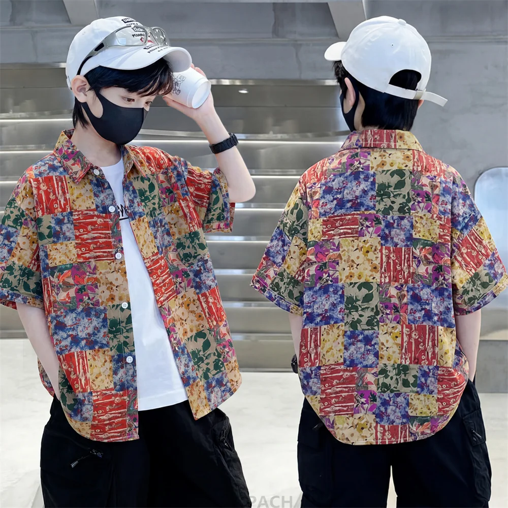 Street Style Kids Children Hip Hop Colored Print Shirt for Tweens Boys Summer Vacation Clothing Hiphop Blouse Outfit Age 5-14 Y
Street Style Kids Children Hip Hop Colored Print Shirt for Tweens Boys Summer Vacation Clothing Hiphop Blouse Outfit Age 5-14 Y