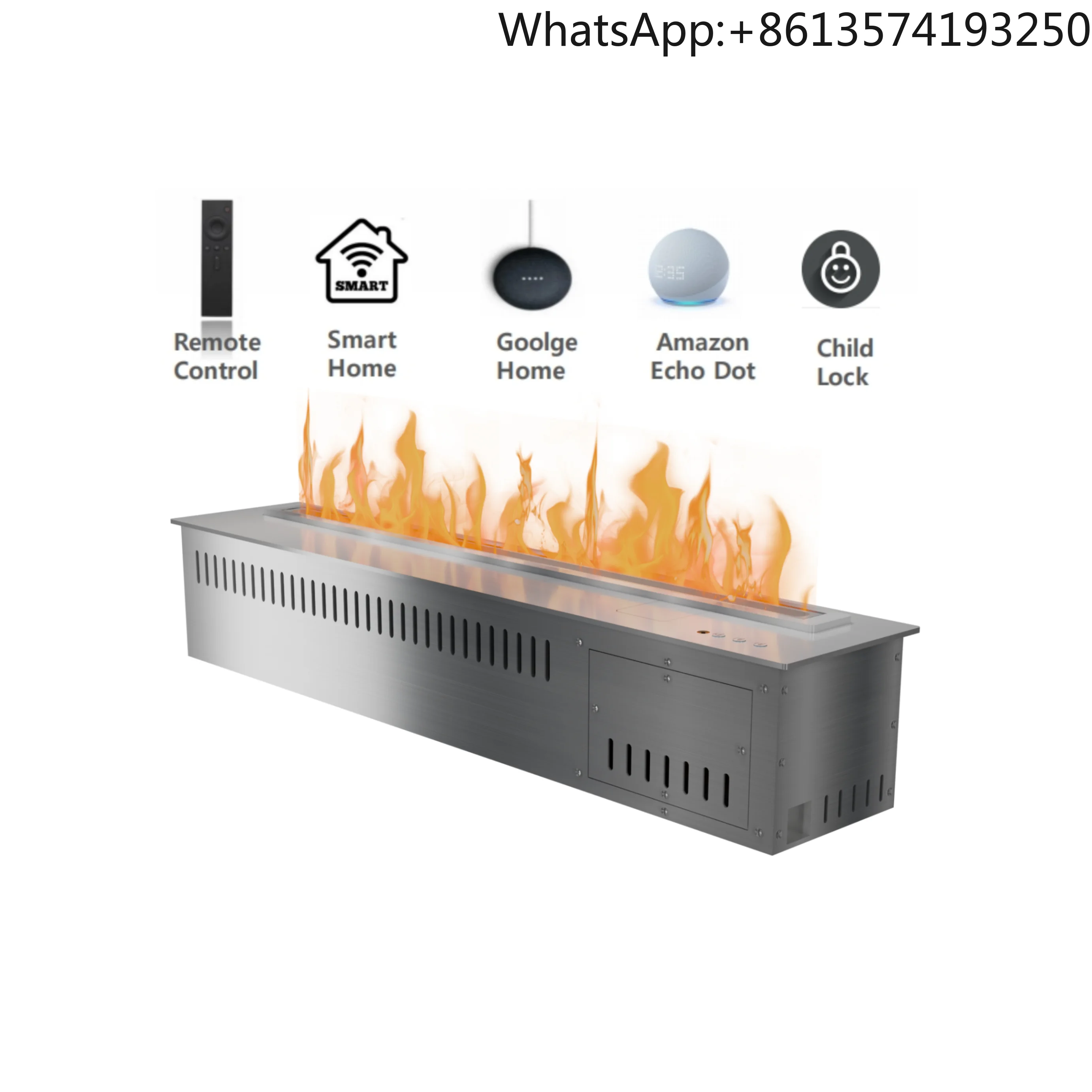 Smart Indoor/Outdoor Modern Metal Bioethanol Fireplace with Remote Control 30 Inch Insert for Villa Use