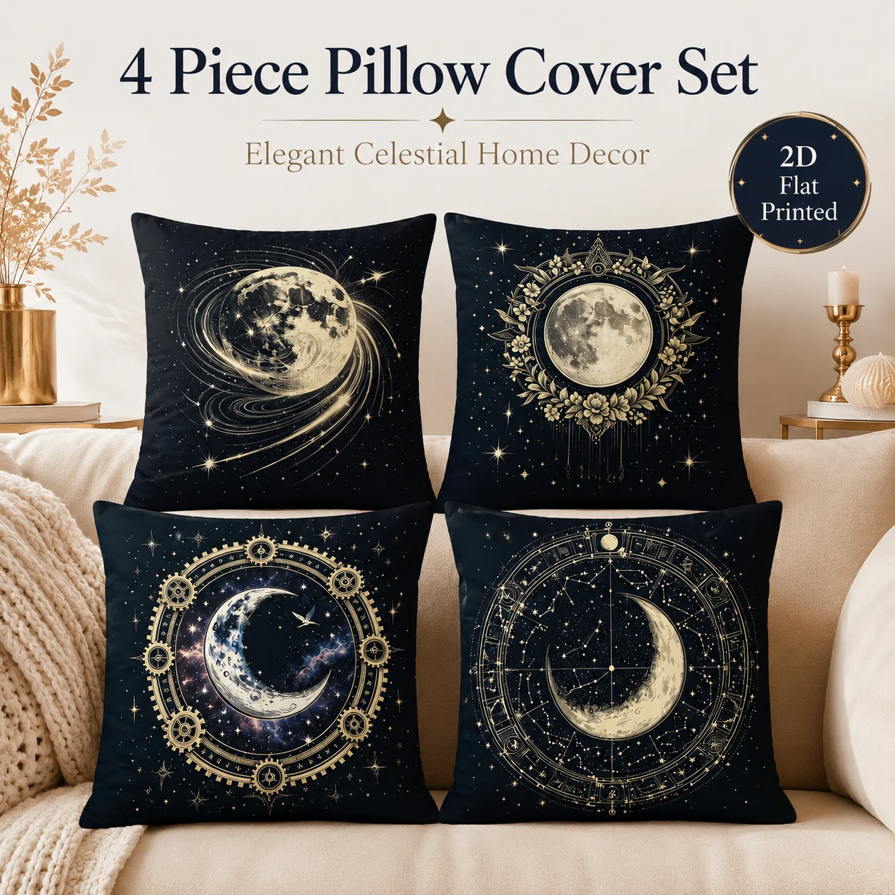 Set Of 4 Celestial Moon Cushion Covers 2D Flat Printed Peach Skin Coussin Room Decor Pillowcases For Bedroom Couch Home
Set Of 4 Celestial Moon Cushion Covers 2D Flat Printed Peach Skin Coussin Room Decor Pillowcases For Bedroom Couch Home