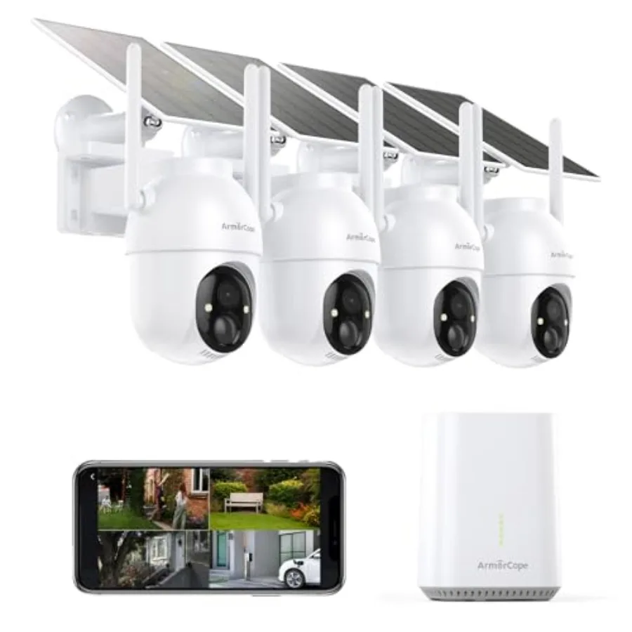 Outdoor wireless security cameras 4-pack for home surveillance, weatherproof ABS plastic, black, no subscription required, 360
Outdoor wireless security cameras 4-pack for home surveillance, weatherproof ABS plastic, black, no subscription required, 360