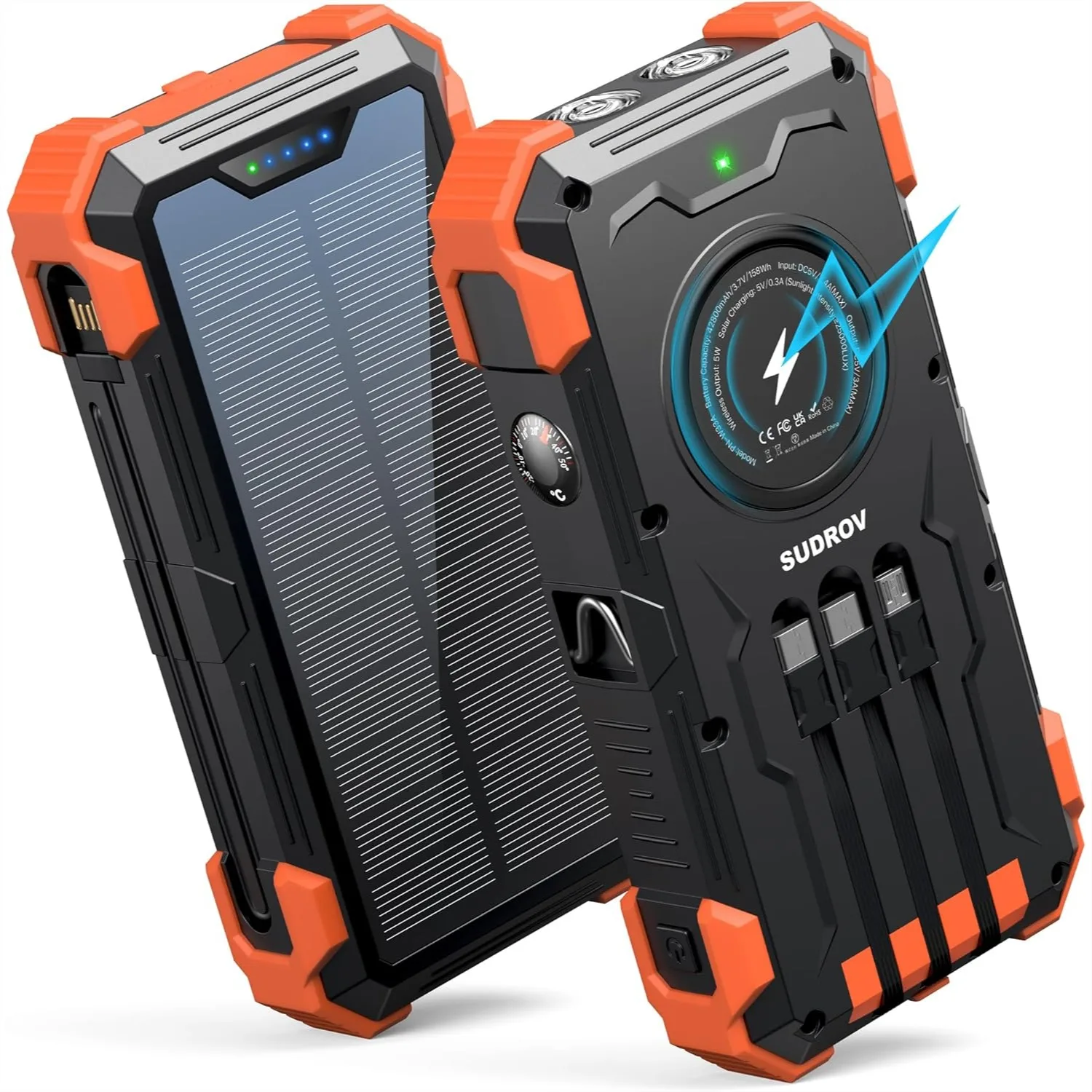Solar Charger Power Bank 42800mAh Wireless Portable Charger with USB-C, QC3.0 Fast Charging 15W 4 Ports Outdoor Battery Pack
Solar Charger Power Bank 42800mAh Wireless Portable Charger with USB-C, QC3.0 Fast Charging 15W 4 Ports Outdoor Battery Pack