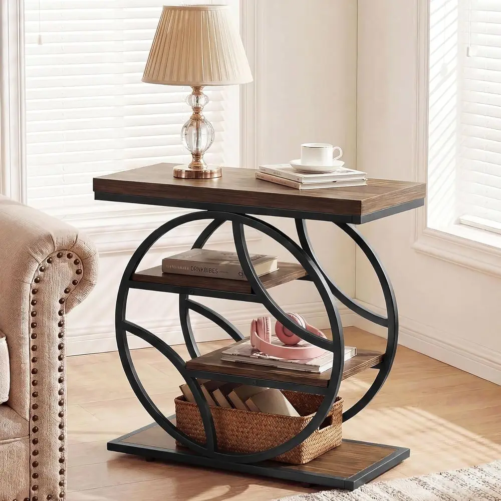25-Inch Living Room Side Table with 4-Tier Storage Shelves, Narrow Industrial Style for Small Spaces
25-Inch Living Room Side Table with 4-Tier Storage Shelves, Narrow Industrial Style for Small Spaces