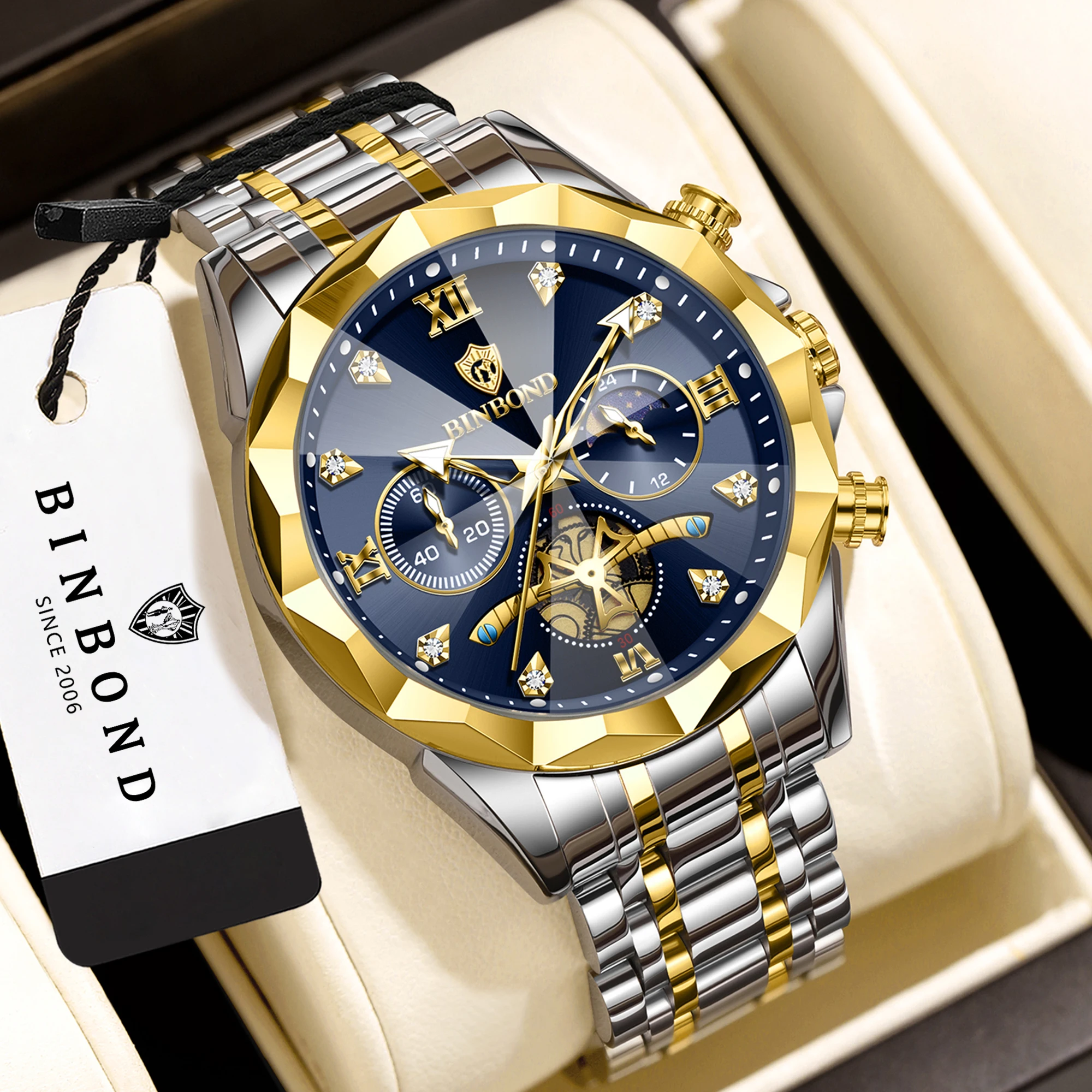 BINBOND Luxury Quartz Watch for Men Rolex Style Alloy Bracelet Clasp Binary Watch Gold Color Mainland China 3Bar
BINBOND Luxury Quartz Watch for Men Rolex Style Alloy Bracelet Clasp Binary Watch Gold Color Mainland China 3Bar
