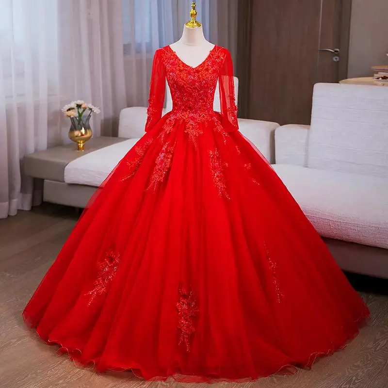 Customized Ball Gown Quinceanera Dresses V Neck Appliques Prom Birthday Party Gowns Formal Vestido De Anos Sweet 16
Customized Ball Gown Quinceanera Dresses V Neck Appliques Prom Birthday Party Gowns Formal Vestido De Anos Sweet 16