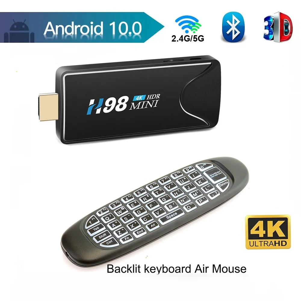 H98 Mini H616 Quad Core Android 10.0 Smart TV Stick 2GB 16GB WiFi 3D 4K H.265 Bluetooth TV Dongle W/ C120 Backlit Keyboard
H98 Mini H616 Quad Core Android 10.0 Smart TV Stick 2GB 16GB WiFi 3D 4K H.265 Bluetooth TV Dongle W/ C120 Backlit Keyboard