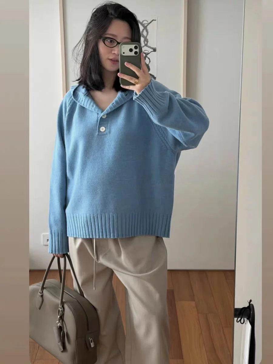 Winter 2025 Pure Color Knitted Sweater with Hat And Henry Collar Elegant Personality Women's Fashion Woolen Long Sleeve Top
Winter 2025 Pure Color Knitted Sweater with Hat And Henry Collar Elegant Personality Women's Fashion Woolen Long Sleeve Top