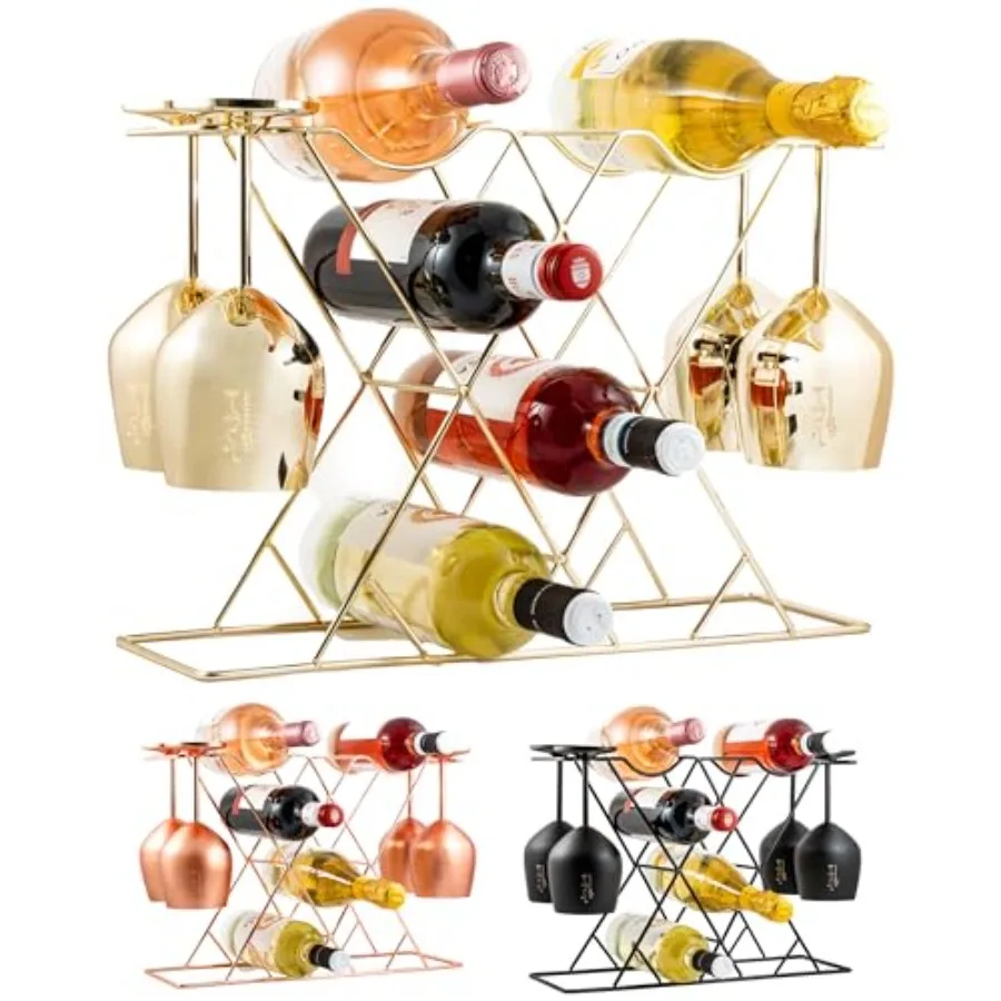 Countertop Wine Rack with Glass Holder for and 4 Glasses - Tabletop Modern Small Wine Rack for Home Kitchen Cabinet Wine Cellar
Countertop Wine Rack with Glass Holder for and 4 Glasses - Tabletop Modern Small Wine Rack for Home Kitchen Cabinet Wine Cellar