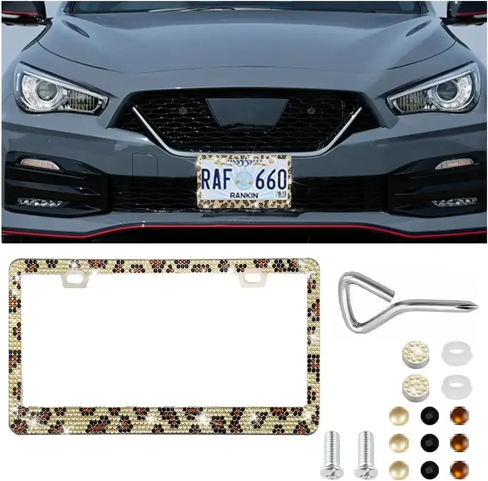 Zpana Bling Car License Plate Frame, Crystal Rhinestones Leopard Print Vehicle License Plate Holder Cover with Screws Caps for Woman Girl, Auto Tag Bracket, Universal for SUV Sedan Truck
Zpana Bling Car License Plate Frame, Crystal Rhinestones Leopard Print Vehicle License Plate Holder Cover with Screws Caps for Woman Girl, Auto Tag Bracket, Universal for SUV Sedan Truck
