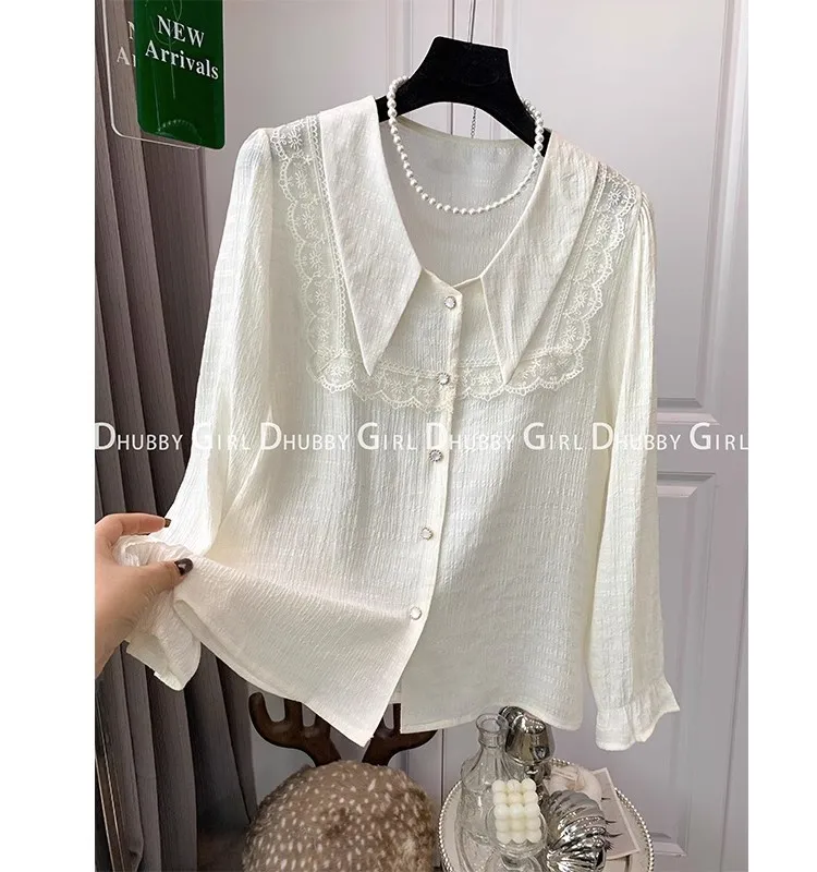 White Loose Chic Lace Design Tees Women Cute Sweet 2023 Summer Long Sleeve Shirt Korean Fashion Top
White Loose Chic Lace Design Tees Women Cute Sweet 2023 Summer Long Sleeve Shirt Korean Fashion Top