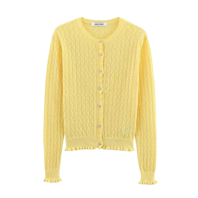 Summer New Arrival Women's Knitted Outerwear Layered Decorative Embroidery Me Knitwear Long Sve round Ne Button Closure
Summer New Arrival Women's Knitted Outerwear Layered Decorative Embroidery Me Knitwear Long Sve round Ne Button Closure