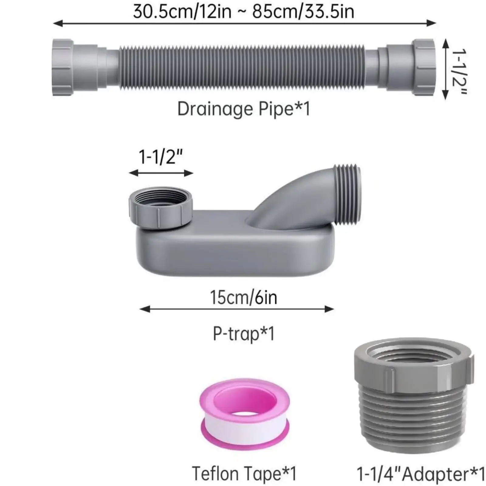 Bathtub Shower Drain Tube Kit Flexible Bendable for RV Plumbing Sinks Home
Bathtub Shower Drain Tube Kit Flexible Bendable for RV Plumbing Sinks Home
