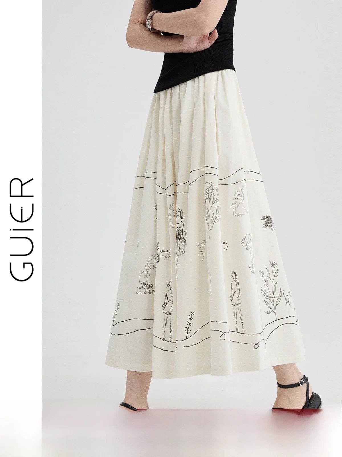 Pure Cotton Floral Print Midi Skirt Women's Summer Casual Versatile High Waist A-Line Skirt Comfortable Fit Elastic Waist
Pure Cotton Floral Print Midi Skirt Women's Summer Casual Versatile High Waist A-Line Skirt Comfortable Fit Elastic Waist