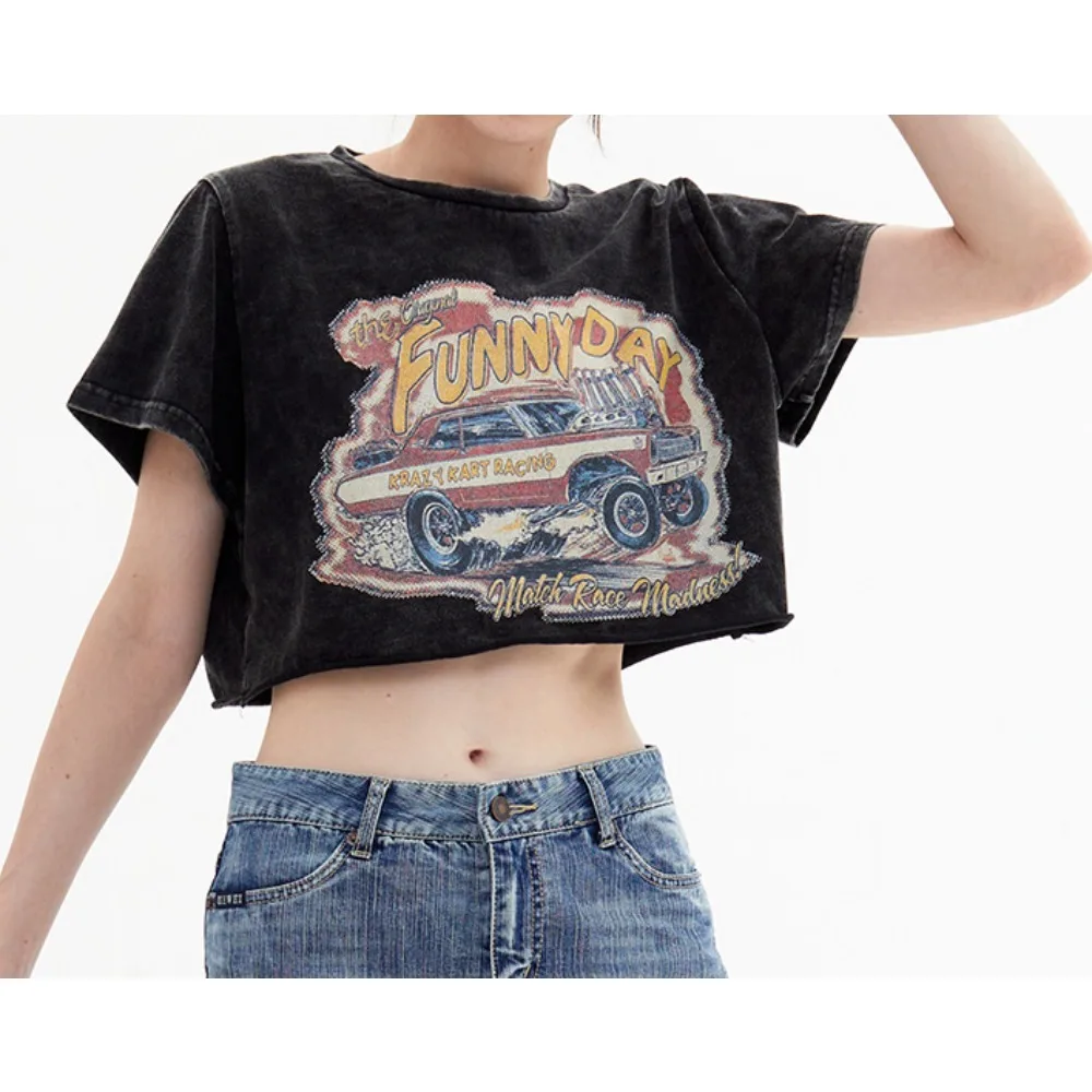 2024 Y2kT-shirt Women's Cut Top Harajuku Washed T-shirt Women's Sexy European and American Printed Short-sleeved Top T-shirt
2024 Y2kT-shirt Women's Cut Top Harajuku Washed T-shirt Women's Sexy European and American Printed Short-sleeved Top T-shirt