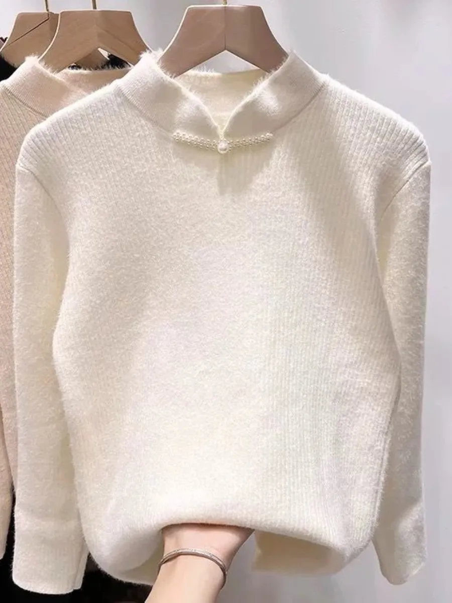2025 New Women's Fleece Lined Long Sleeve Knitted Parka Coat Pearl Embellished Stand Collar Winter Base Layer Jacket
2025 New Women's Fleece Lined Long Sleeve Knitted Parka Coat Pearl Embellished Stand Collar Winter Base Layer Jacket
